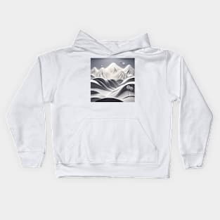 monotonous mountains in shades of gray and white only Kids Hoodie